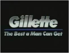 Advert for Gillette "The best a man can get" in silver on a black background